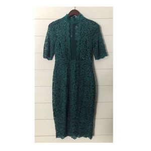 Express Midi Green Lace Dress